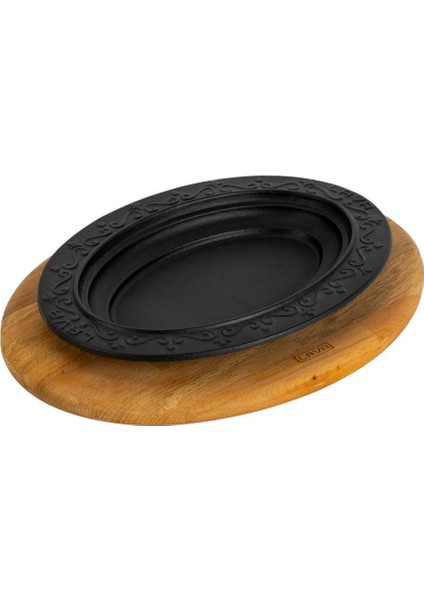 Döküm Oval Döner, Kebap Tabağı, Ahşap Altlıklı. Ölçü 21X16CM. fiyatları