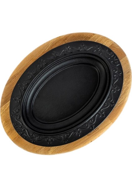 Döküm Oval Döner, Kebap Tabağı, Ahşap Altlıklı. Ölçü 21X16CM. modelleri