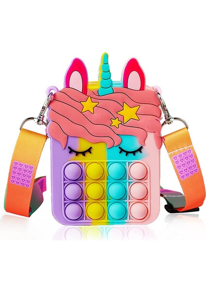 Hengshan Unicorn Pop Çanta Bag It Fidget Oyuncak Kızlar Bubble Popitsfidgets Paketi Gökkuşağı Poppit Çocuklar Toplu It's S (Yurt Dışından)