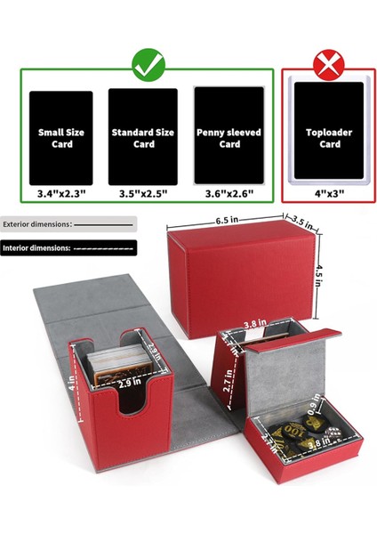 Kart Destesi Kutusu, Flip Zar Tepsili Premium Kart Kutusu, Kırmızı (Yurt Dışından) modelleri
