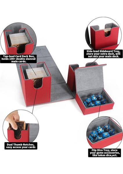 Kart Destesi Kutusu, Flip Zar Tepsili Premium Kart Kutusu, Kırmızı (Yurt Dışından) fırsatları