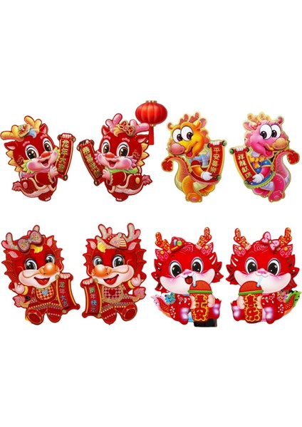 4 Stil Karikatür Çin Ejderhası Kapı Pencere Çıkartmaları Dekorasyonu (Yurt Dışından)