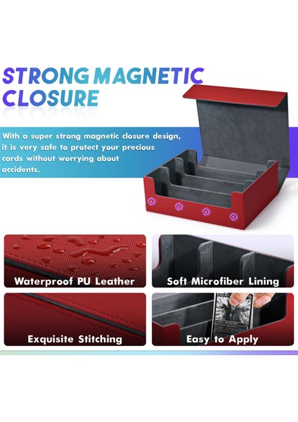 Kart Saklama Kutusu, Ticaret Kartları Için, 1800+ Pu Kart Deste Kutusu, Kırmızı (Yurt Dışından) indirimleri