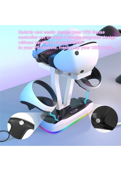 Renkli Rgb Işık ve Kulaklık Tutucu ile Ps Vr2 Şarj Istasyonu Için (Yurt Dışından) fırsatları