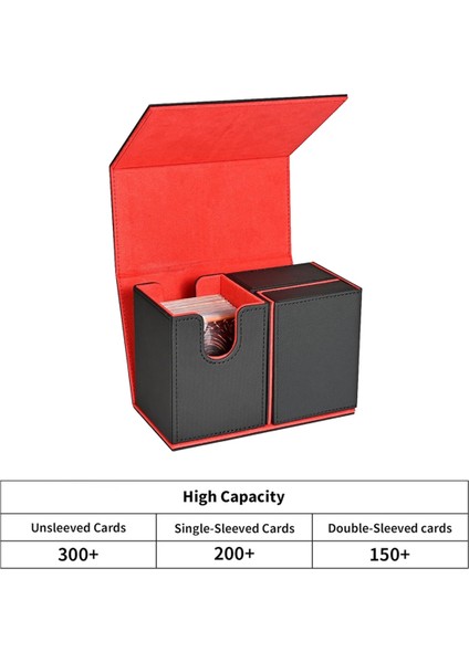 Kart Destesi Kutusu, Flip Zar Tepsisi ile Premium Kart Kutusu, Siyah+Kırmızı (Yurt Dışından) fiyatları