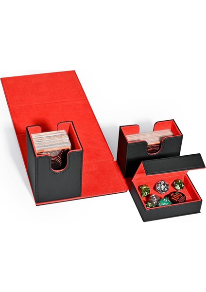 Kart Destesi Kutusu, Flip Zar Tepsisi ile Premium Kart Kutusu, Siyah+Kırmızı (Yurt Dışından) modelleri