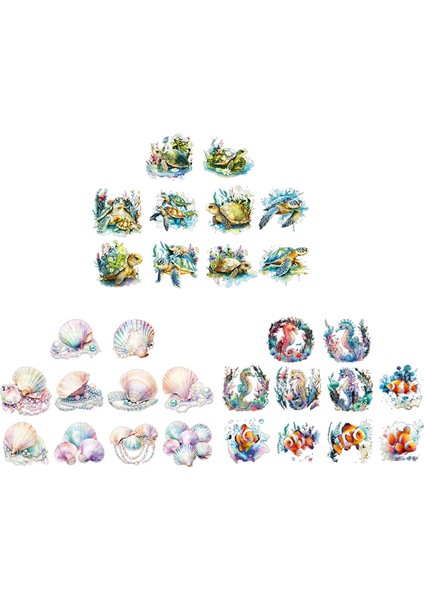 Deniz Hayvanları Için 30 Adet Çıkartma Çıkartma (Yurt Dışından)