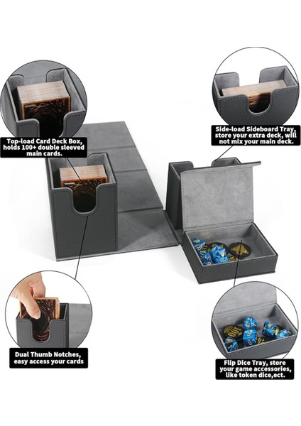 Kart Destesi Kutusu, Flip Zar Tepsili Premium Kart Kutusu, Gri (Yurt Dışından) fırsatları