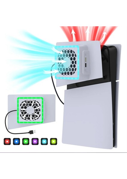 LED Işıklı Soğutma Fanı 2 USB Portlu Oyun Konsolu Soğutma Fanı (Yurt Dışından)