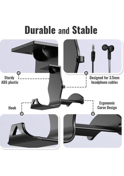 Kulaklık Için Stand Braketi Masa Altı Depolama Braketi Siyah (Yurt Dışından) fiyatları