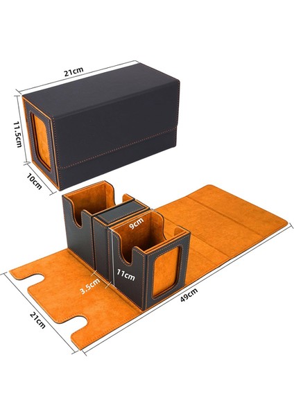 200+ Kart Için Kart Saklama Kutusu, 3'ü 1 Arada Kart Destesi Kutusu, Turuncu (Yurt Dışından) fiyatları
