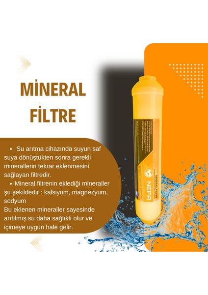 Tüm Arıtma Cihazlarına Uyumlu Post Karbon - Alkali - Mineral-80 Gpd Membran 4'lü Su Arıtma Filtresi