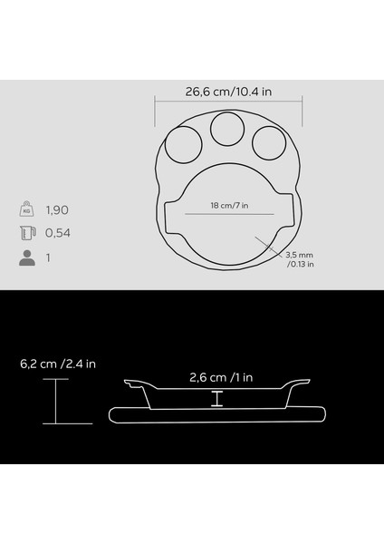 Döküm Yuvarlak Sahan Döküm Demir Yekpare Çift Kulplu Kayın Servis Ahşabı. Çap(Ø)18cm. (Sos kapları dahil değildir.)