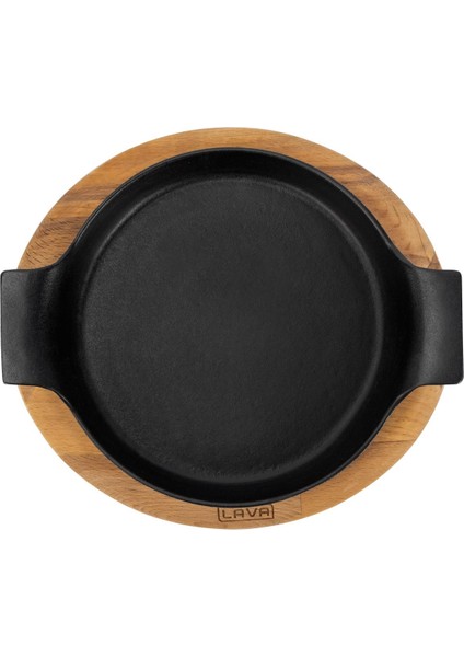 Döküm Yuvarlak Sahan Döküm Demir Yekpare Çift Kulplu Kayın Servis Ahşabı. Çap(Ø)18cm. modelleri