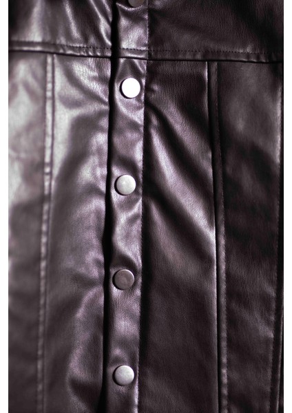Unisex Çocuk Oversize Kalıp Içi Pelüşlu Deri Mont - Siyah (3-4 Yaş 8-9 Yaş)
