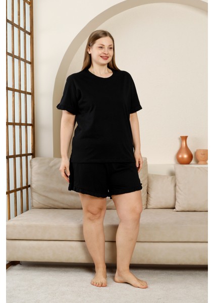 %100 Pamuk Büyük Beden 3 Parça Fırfırlı Kadın Pijama Takımı fiyatları