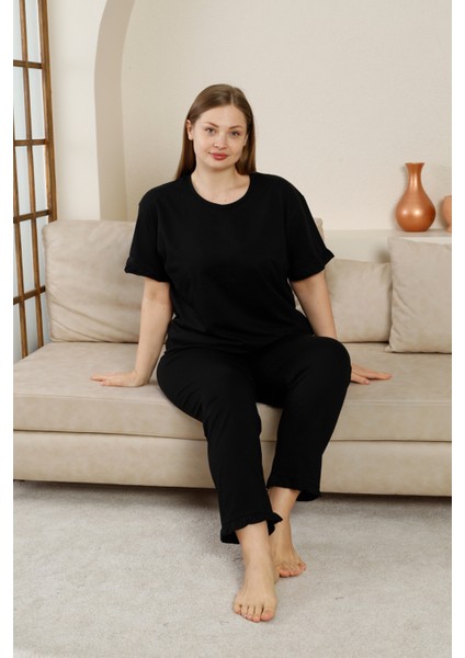 %100 Pamuk Büyük Beden 3 Parça Fırfırlı Kadın Pijama Takımı fırsatları