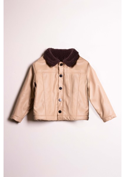 Unisex Çocuk Oversize Kalıp Içi Pelüşlu Deri Mont (3-4 Yaş 8-9 Yaş)