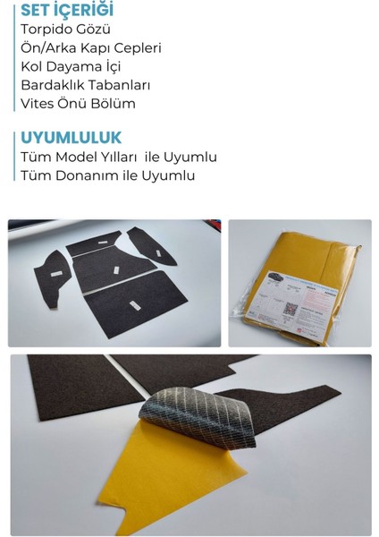 MG ZS Uyumlu Konfor Seti Araç içi Eşya Saklama Cepleri Hazır Kaplama Ses Giderici Set