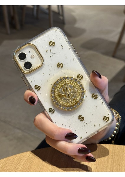 Apple iPhone 12 Uyumlu Dolar Figürlü Taşlı Simli Şeffaf Kılıf indirimleri