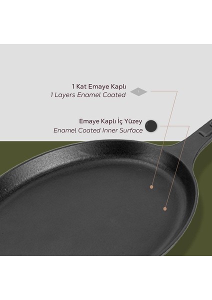 Döküm Oval Fajita Tabağı Döküm Demir Yekpare Saplı Ölçü 17x23cm. fırsatları