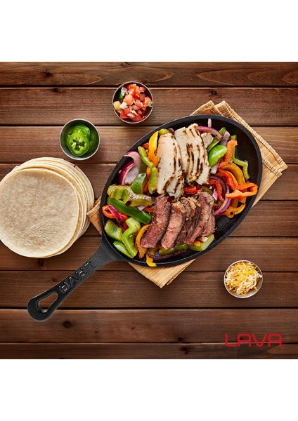 Döküm Oval Fajita Tabağı Döküm Demir Yekpare Saplı Ölçü 17x23cm. indirimleri