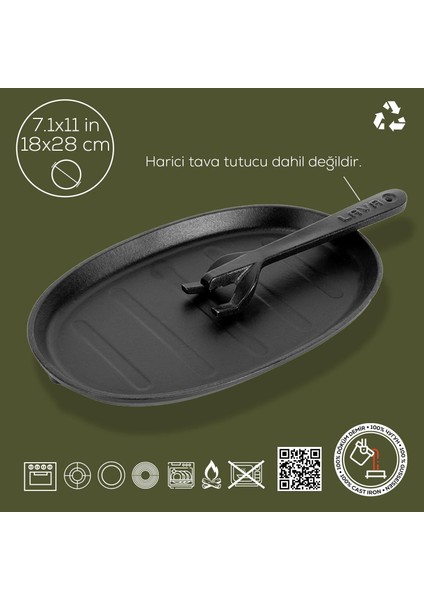 Döküm Oval Fajita Tabağı Ölçü 18X28CM. (Harici Tava Tutucu Dahil Değildir.) fiyatları