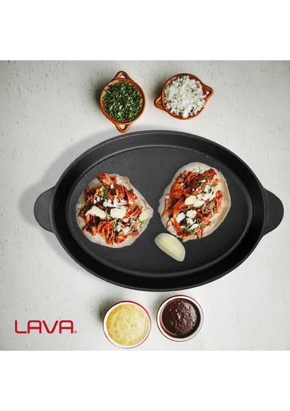 Döküm Oval Fajita Tabağı Döküm Demir Yekpare Çift Kulplu Ölçü 18x24cm. indirimleri