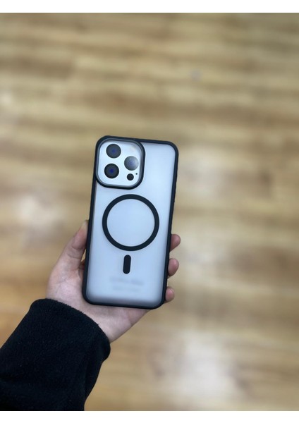 Apple Iphone 15 Pro Max Uyumlu Magsafe Destekli Buz Cam Tasarımlı Telefon Kılıfı