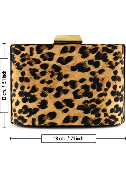 Leopar Desenli Metal Saplı Zincir Askılı Abiye Çanta fırsatları