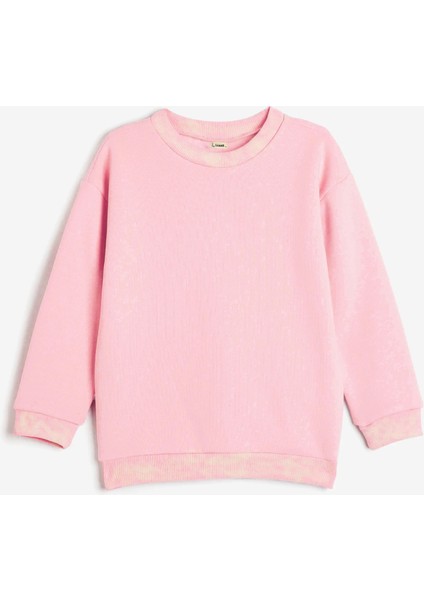 Kız Çocuk Bisiklet Yaka Oversize Sweatshirt - Pembe (2-3 Yaş 7-8 Yaş)