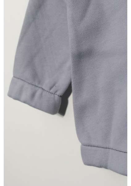 Unisex Çocuk %100 Pamuklu Kedi Nakışlı Kışlık Hırka -Gri(3-4 Yaş 8-9 Yaş)