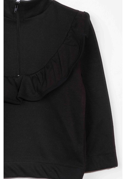 Kız Çocuk Fırfırlı ve Fermuarlı Bluz - Siyah (2-3 Yaş 8-9 Yaş) fiyatları