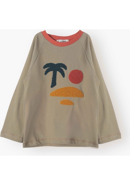 Unisex Palmiye Nakışlı Mevsimlik Tişört (2-3 Yaş 7-8 Yaş) fiyatları