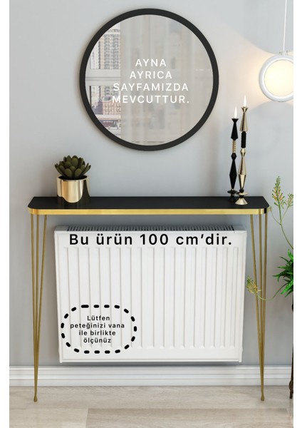 100 cm Gold - Siyah Petek Üstü Raf - Dresuar