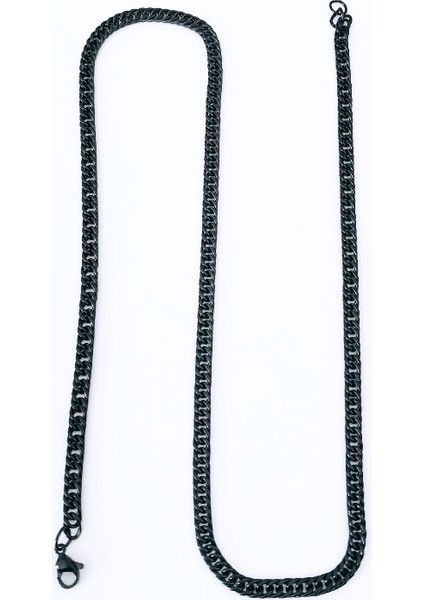 Çelik Zincir Kolye Siyah 56CM