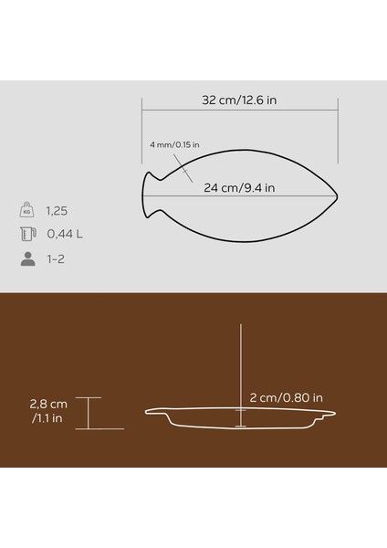 Döküm Balık Tabağı Döküm Demir Yekpare Kulplu Ölçü 15x24cm. fırsatları