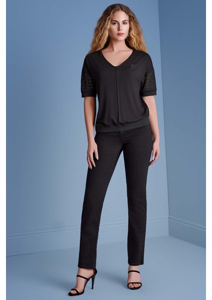 Dar Paça Siyah Jean Pantolon