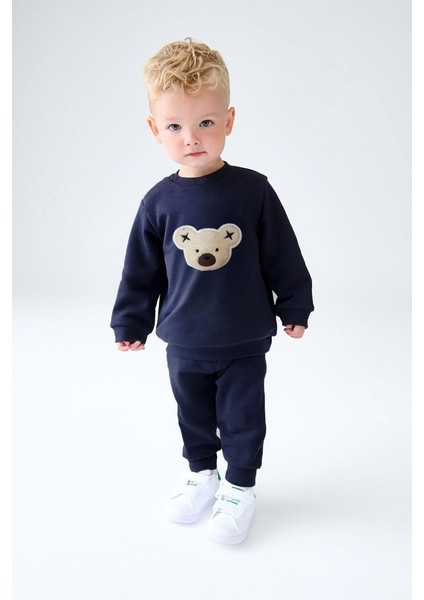 Erkek Çocuk Ayıcık Peluş Nakışlı Rahat Kalıp Alt Üst Takım (3-4 Yaş 8-9 Yaş)