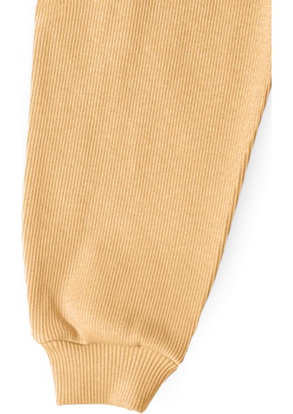 Unisex Çocuk Beli ve Paçası Lastikli Pamuklu Pantolon - Bej (3-4 Yaş 8-9 Yaş) fiyatları