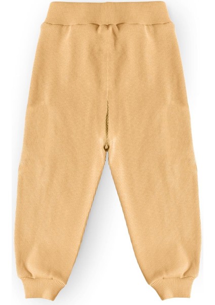 Unisex Çocuk Beli ve Paçası Lastikli Pamuklu Pantolon - Bej (3-4 Yaş 8-9 Yaş) modelleri