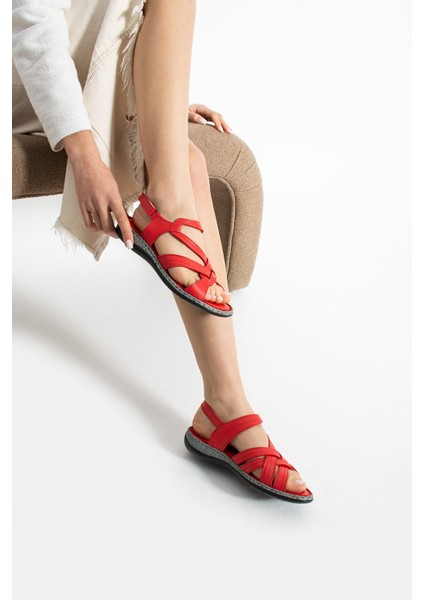 Fabres Kadın Hakiki Deri Kırmızı Sandalet modelleri