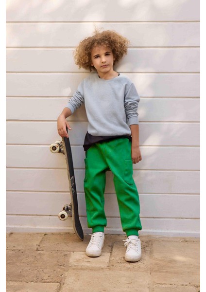 Erkek Çocuk Kargo Cepli Pamuklu Pantolon - Yeşil (3-4 Yaş -8-9 Yaş)