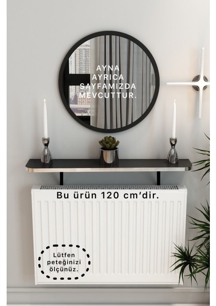 Siyah Gümüş Petek Üstü Tak Çıkar, Uçan Raf & Dresuar Duvar Montajsız Oval Kesim 120 cm