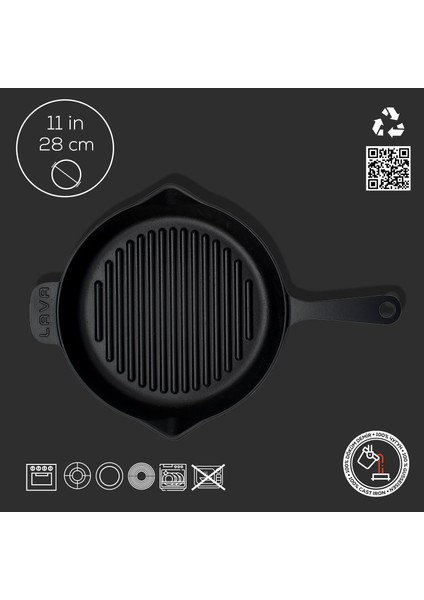 Döküm Yuvarlak Izgara Tava Döküm Demir Yekpare Saplı Çap(Ø)28cm. fırsatları