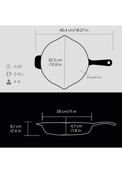 Döküm Yuvarlak Izgara Tava Döküm Demir Yekpare Saplı Çap(Ø)28cm. indirimleri