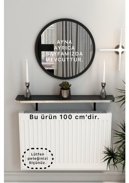 Siyah Gümüş Petek Üstü Tak Çıkar, Uçan Raf & Dresuar Duvar Montajsız Oval Kesim 100 cm
