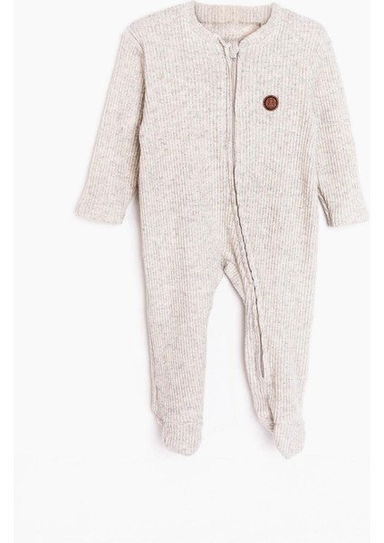 Unisex Bebek Ayıcık Nakışlı Rahat Kalıp Tulum (0 Ay - 9 Ay)