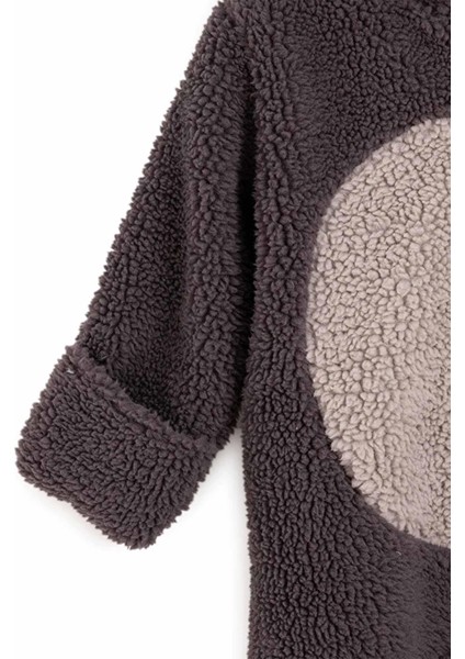 Unisex Bebek Peluş Kulak Detaylı Tulum - Antrasit (3 Ay - 1 Yaş) fırsatları