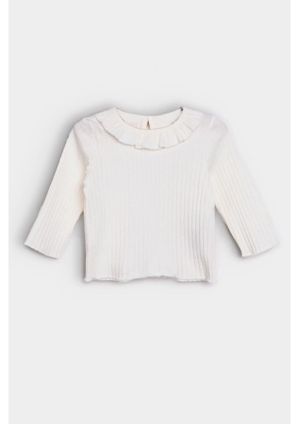 Kız Bebek Bisiklet Yaka Pamuklu Sweatshirt (3 Ay - 12 Ay)